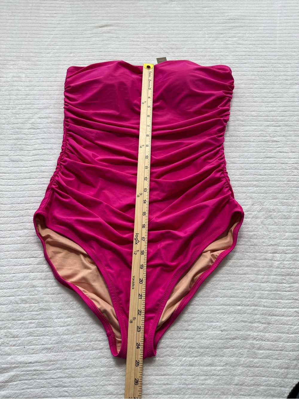 J. Crew Hot Pink Strapless Ruched Swimsuit - Picture 10 of 11